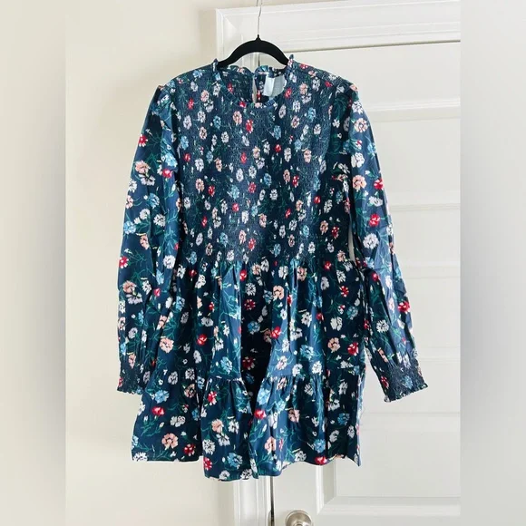 Hill‎ House Home The Viviana Mini Nap Dress - Navy Belgravia Floral Ikat - Picture 3 of 6